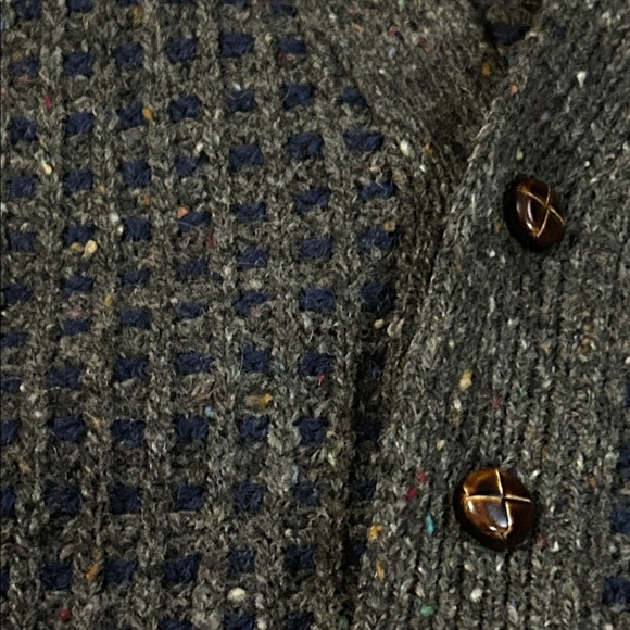 Vintage 90s Eddie Bauer Made In USA 100% Wool 5 Button Grandpa Box Pattern Vest - Picture 4 of 9